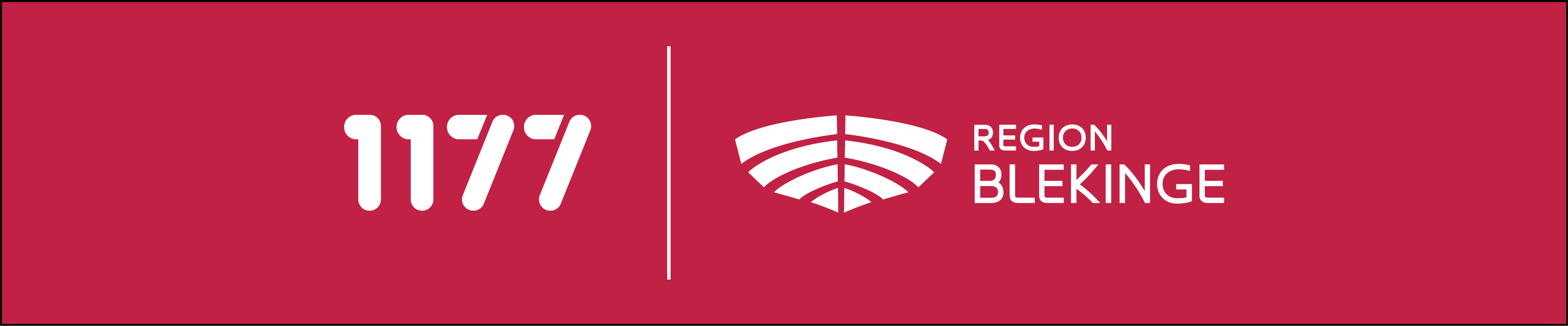 Röd banner med 1177:s och Region Blekinges vita logotyper.